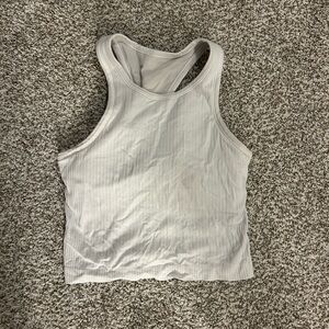 White Ribbed Women's Tank Top